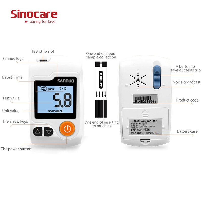 Blood Glucose Meter - CE Latest Non-invasive Codefree Smart Glucometer Test Strips Kit