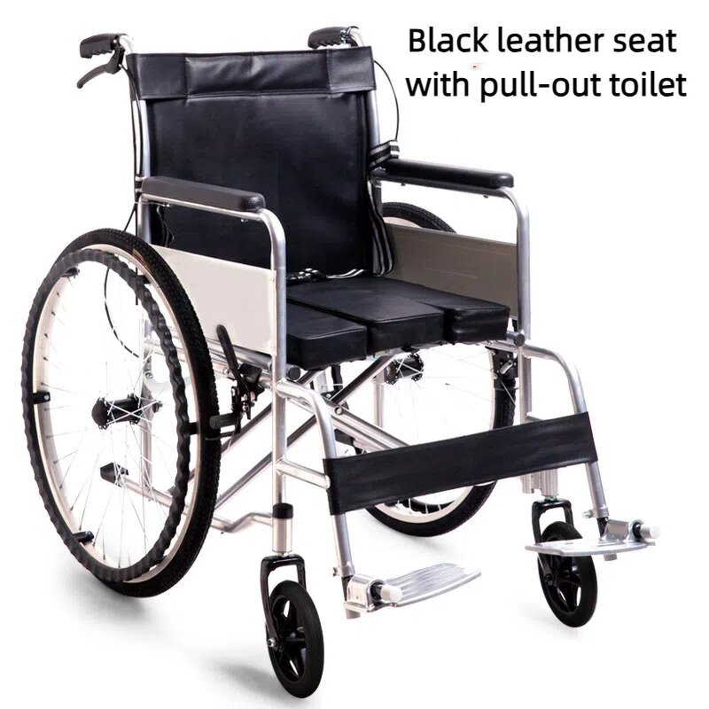 Manual Wheelchair - Portable Foldable Lightweight Thickened Steel Pipe for Elderly