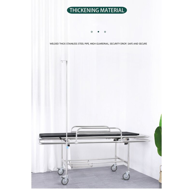 Ambulance Stretcher - Hospital Emergency Stainless Steel Trolley Patient Transfer Bed