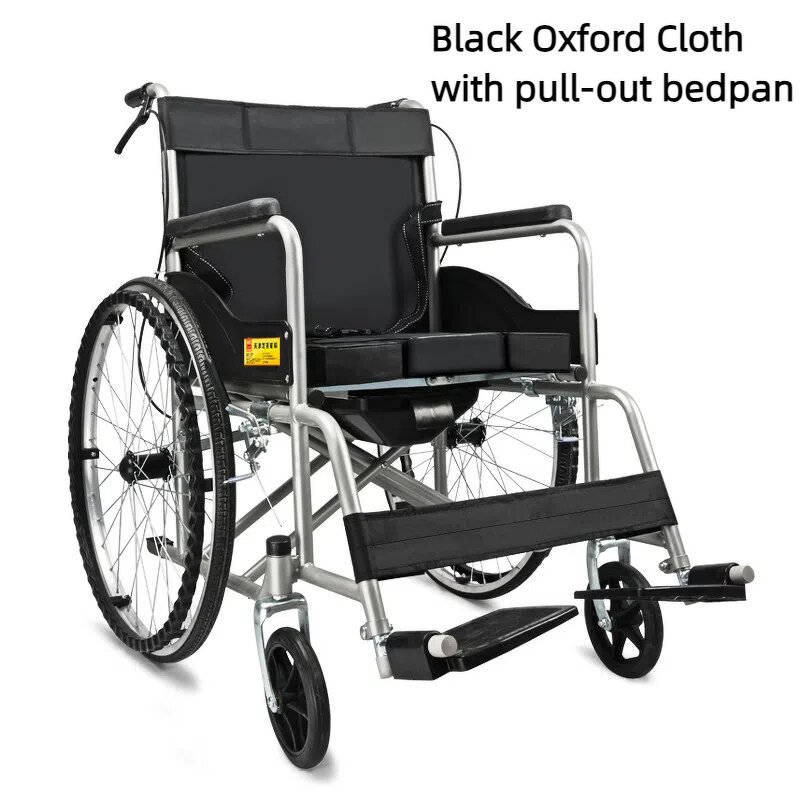 Manual Wheelchair - Portable Foldable Lightweight Thickened Steel Pipe for Elderly