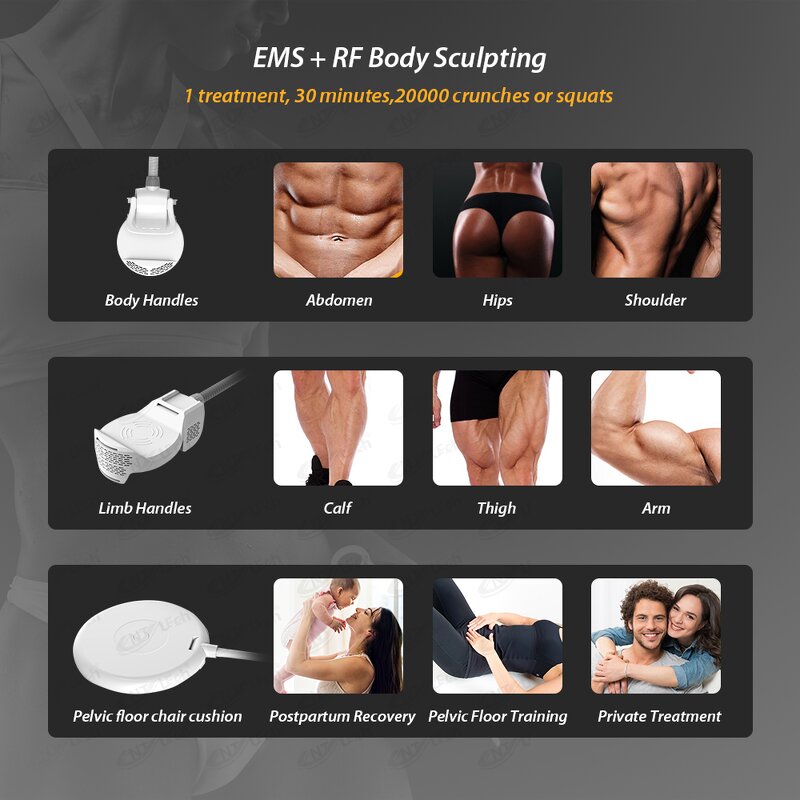 EMS RF Body Sculpt - 2 in 1 Neo 13 tesla Body Shaping Muscle Training Machine