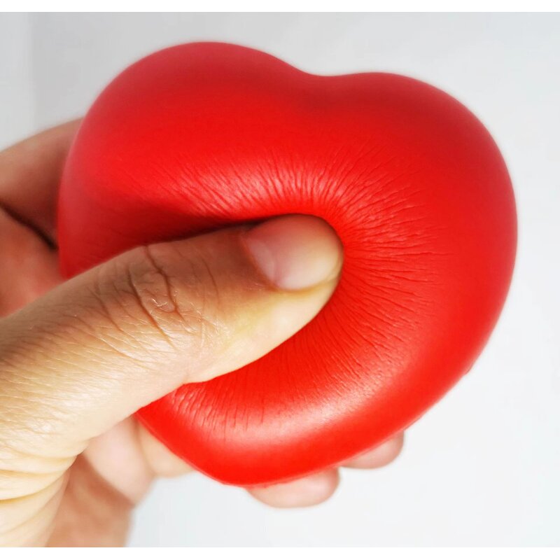 Stress Toy Manufacturer - 7cm Wholesale Customer LOGO High Resilience Foam Love Heart Shape Red