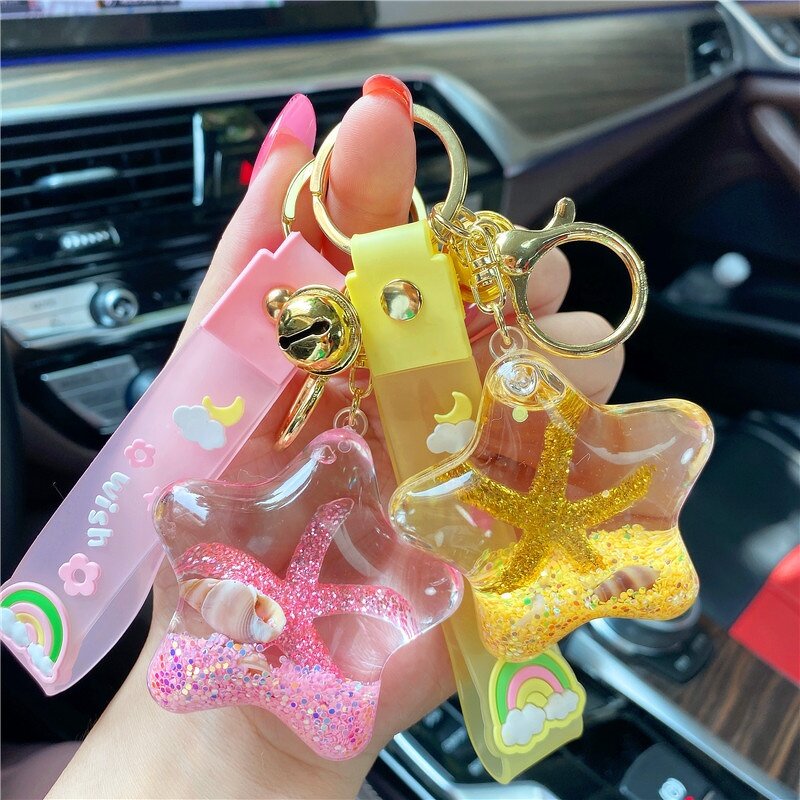 Keychain Manufacturer - Creative LED Plastic UV Printed Starfish Floating Colorful for Girls
