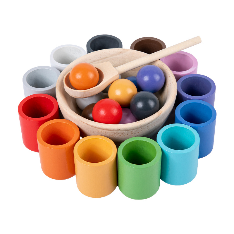 Educational Toy Manufacturer - Hot Sale Balls in Cups Wooden Sorter Game 12 Balls Color Sorting