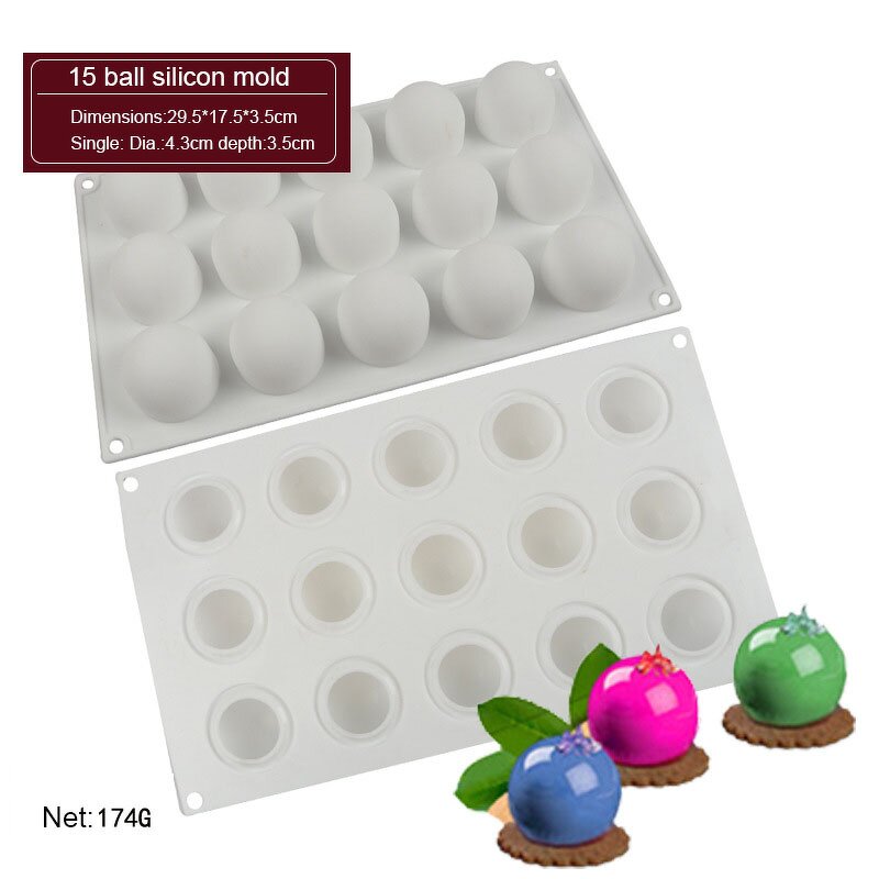 Silicone Mold Manufacturer - 15-Cavity Non-Stick 3D Ball Shape for Mousse & Dessert
