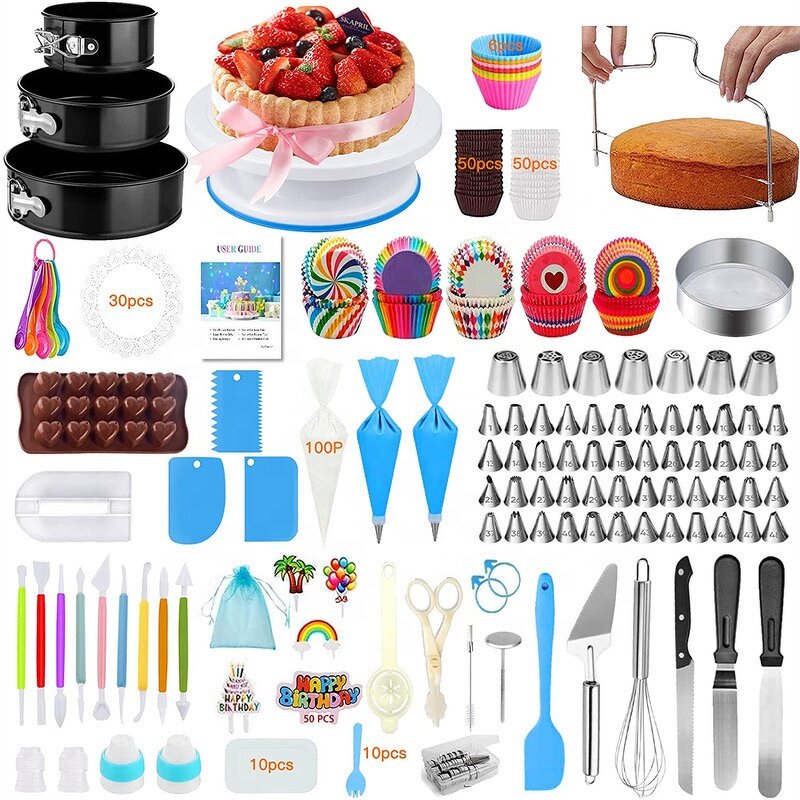 Cake Turntable Set Manufacturer - Rotating with Piping Tips & DIY Baking Tools