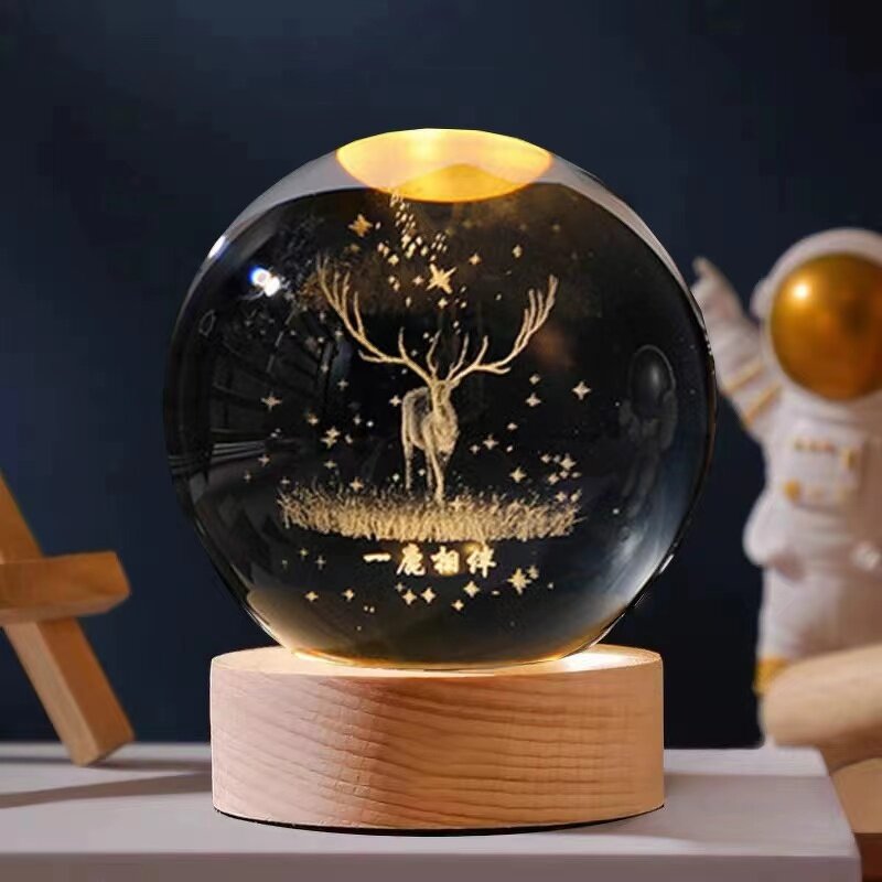 Night Light Manufacturer - 3D Galaxy Crystal Ball Solar System Planet LED Luminous