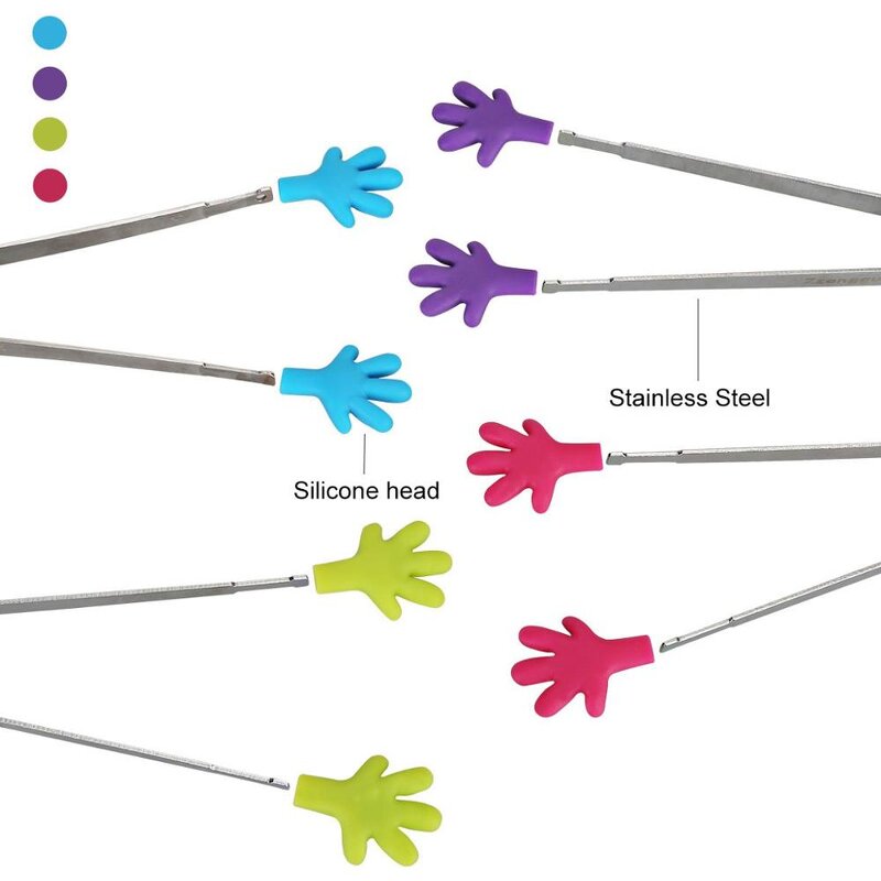 Kitchen Tongs Manufacturer - Mini Creative Hand-Shaped Silicone Stainless Steel Food Clip