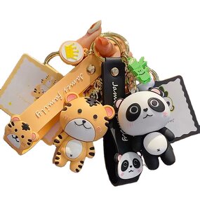 Keychain Manufacturer - Cute Cartoon Rubber Silicone Panda Cat Lion Tiger for Bag Charm