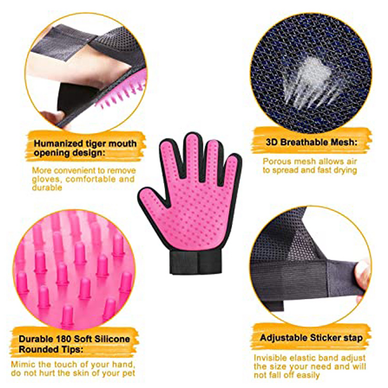 Pet Hair Remover Gloves Manufacturer - Hot Selling 180 Nails True Bath Massage Comb