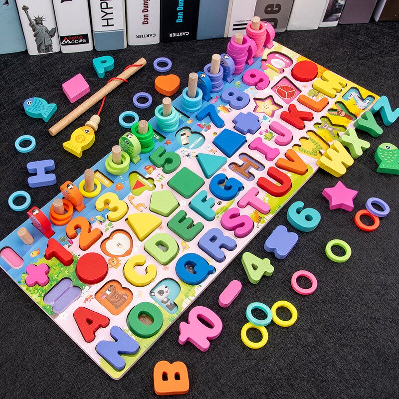 Wooden Toy Manufacturer - Multifunction Counting Board Colorful Geometric Shape Math Early Educational