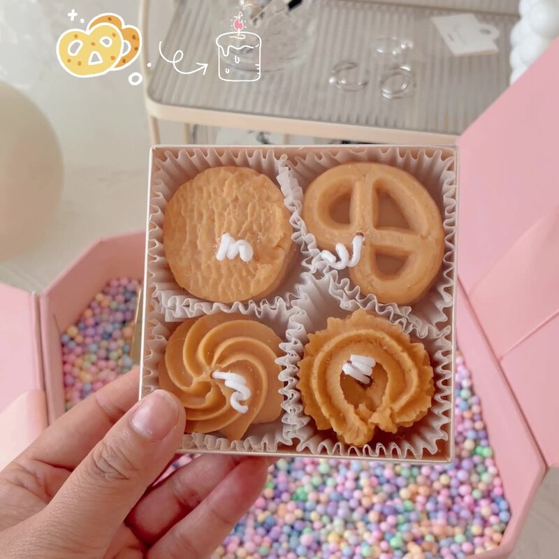Candle Set Manufacturer - 4pcs Set Cookies Biscuit Shaped Scented Aromatherapy Home Decoration