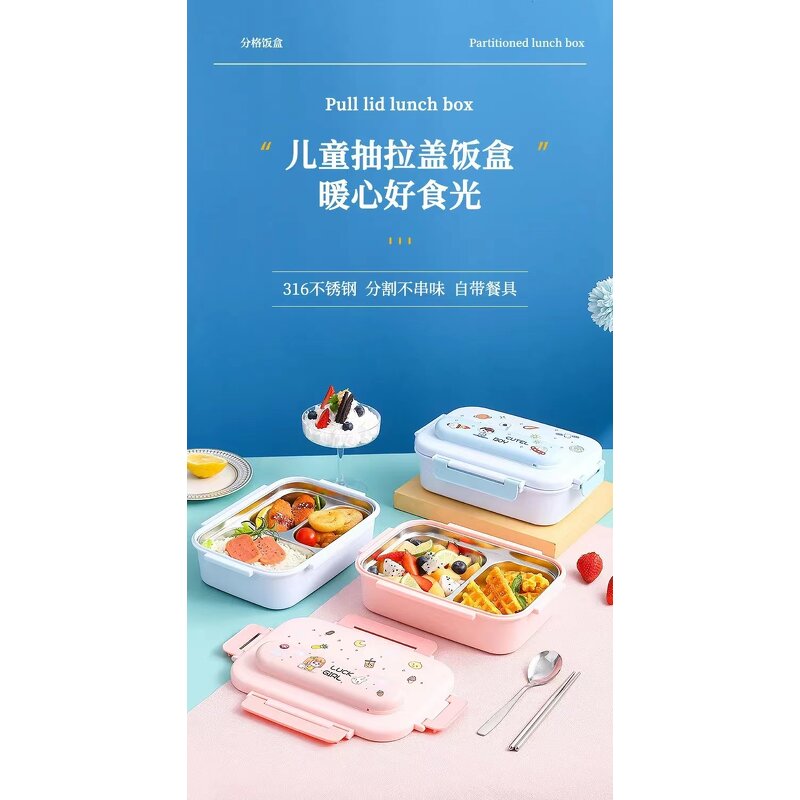 Thermos Lunch Box Manufacturer - 316 Stainless Steel Cute Cartoon Microwave Bento for Kids