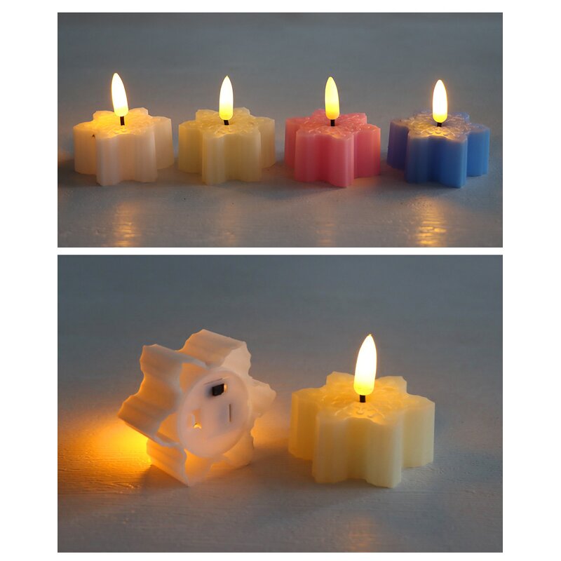 LED Candle Manufacturer - Creative PP White Flicker Wick 3D Snowflake Shape Flameless Pillar