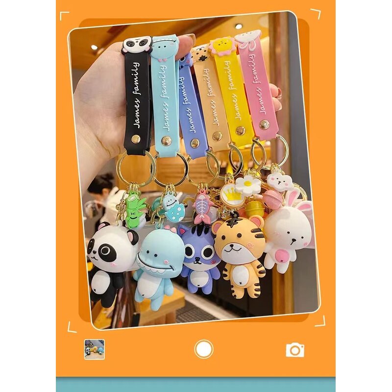 Keychain Manufacturer - Cute Cartoon Rubber Silicone Panda Cat Lion Tiger for Bag Charm