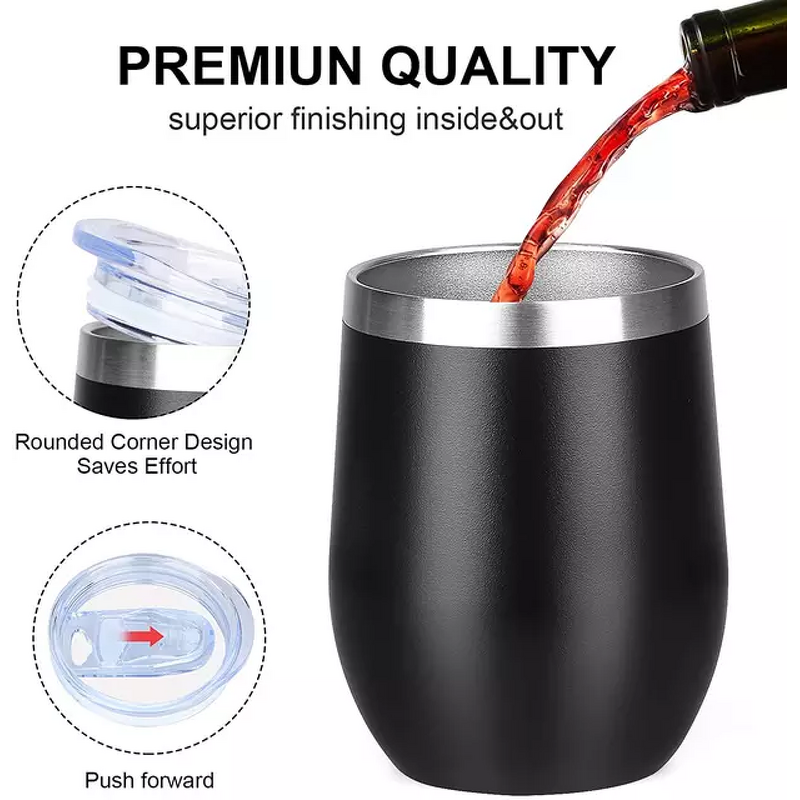 Wine Tumbler Manufacturer - Wholesale 350ml 12oz Stainless Steel Straight Glitter with Lid