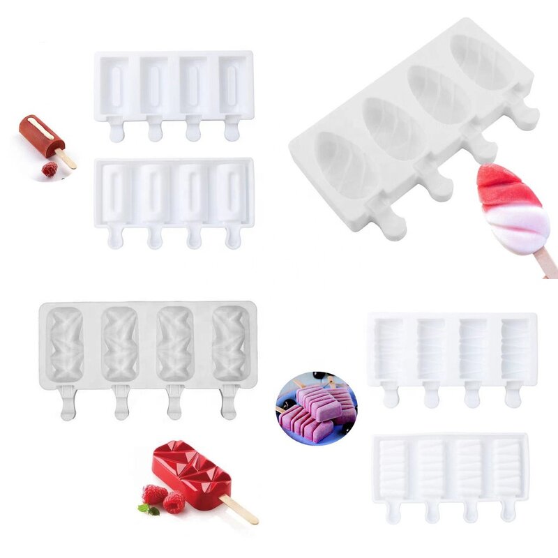 Ice Cream Mold Manufacturer - 4 Cavity Silicone Bear Cylinder Dinosaur for Popsicle