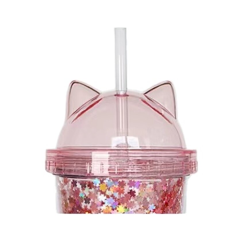Cup Manufacturer - Wholesale Eco-Friendly Reusable Double Wall Clear Glitter Acrylic Cat Ear
