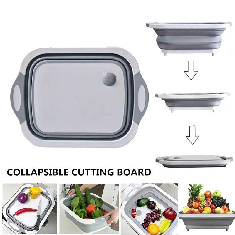 Colander Manufacturer - Collapsible Folding Silicone Chopping Board Vegetable Washing Basket 3 in 1