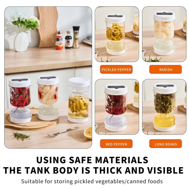 Pickle Jar Manufacturer - Hot Sale Dry Wet Separation Hourglass Food Storage Container Sealed
