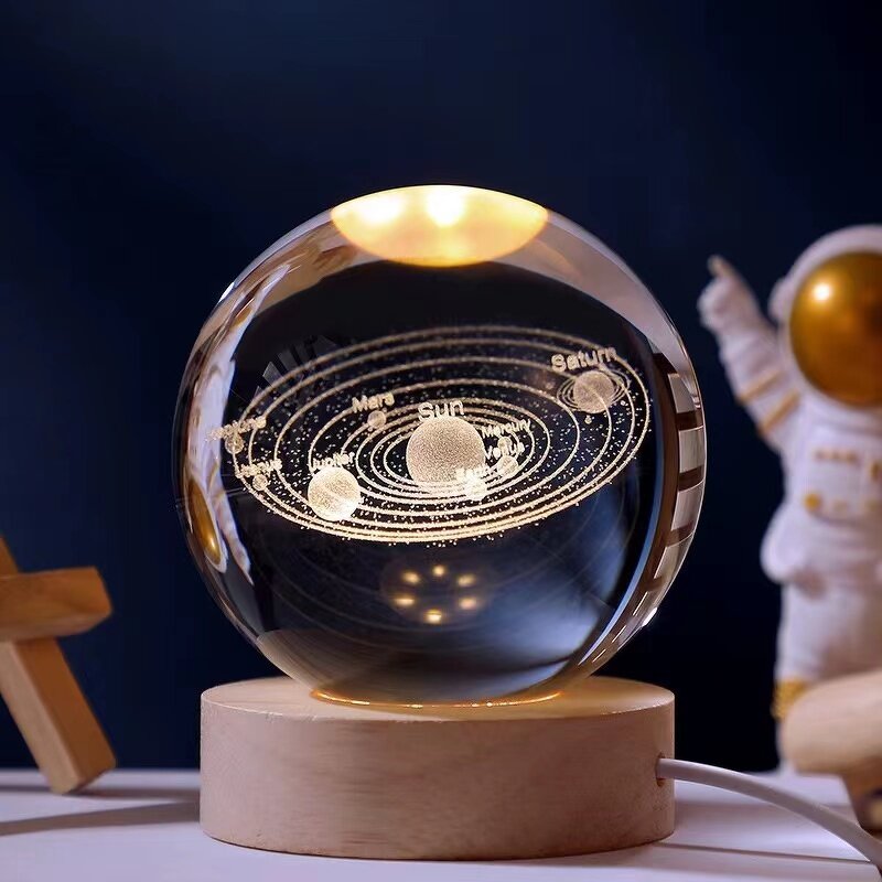 Night Light Manufacturer - 3D Galaxy Crystal Ball Solar System Planet LED Luminous