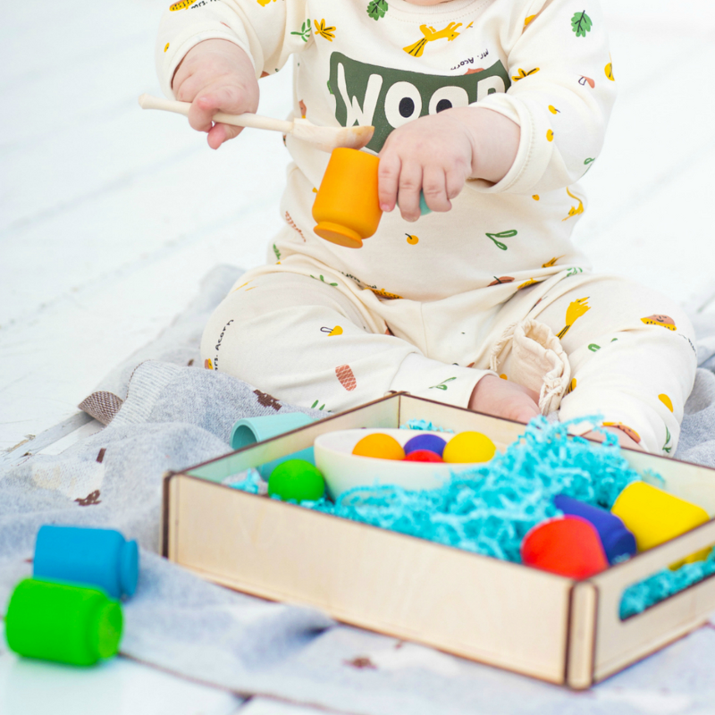 Educational Toy Manufacturer - Hot Sale Balls in Cups Wooden Sorter Game 12 Balls Color Sorting