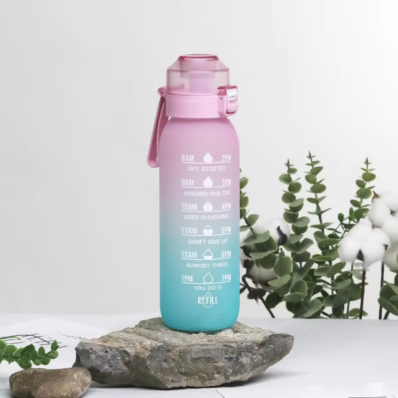 Water Bottle Manufacturer - Custom Logo 32Oz Colorful Plastic Tritan Scrub with Handle