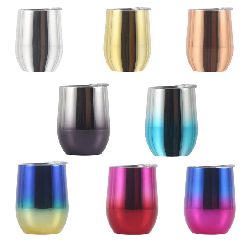 Wine Tumbler Manufacturer - Wholesale 350ml 12oz Stainless Steel Straight Glitter with Lid