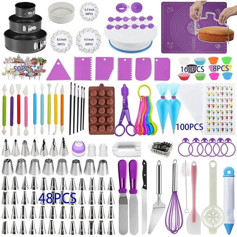 Cake Turntable Set Manufacturer - Rotating with Piping Tips & DIY Baking Tools