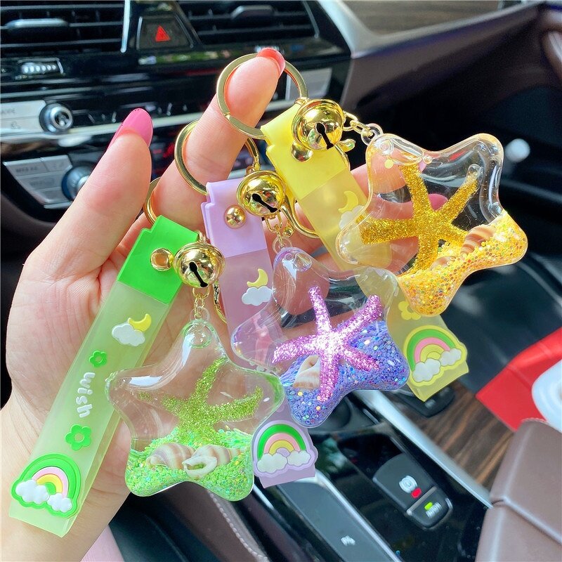 Keychain Manufacturer - Creative LED Plastic UV Printed Starfish Floating Colorful for Girls