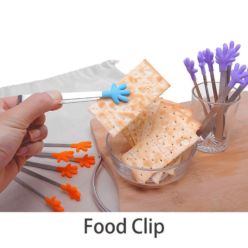 Kitchen Tongs Manufacturer - Mini Creative Hand-Shaped Silicone Stainless Steel Food Clip