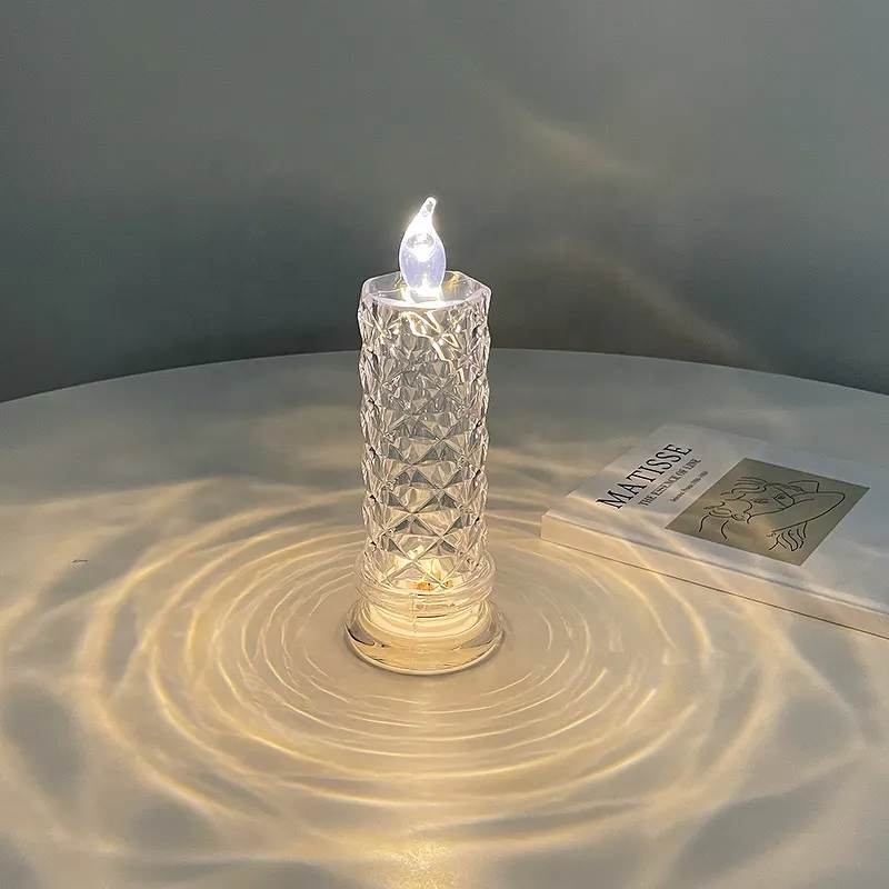 LED Candle Light Manufacturer - Romantic Rose Pattern Flameless with Refraction Halo Projection