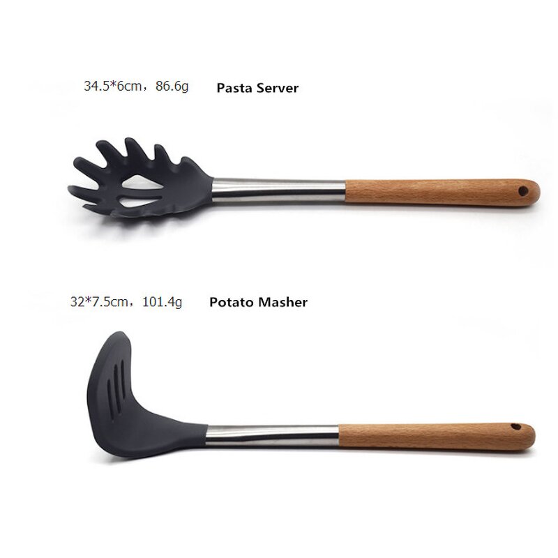 Kitchen Utensils Set Manufacturer - Non-stick 9pcs Wooden Silicone with Wooden Handle