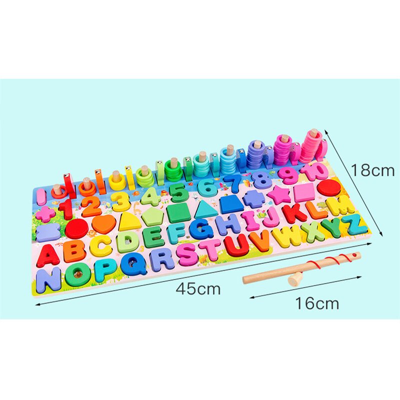 Wooden Toy Manufacturer - Multifunction Counting Board Colorful Geometric Shape Math Early Educational