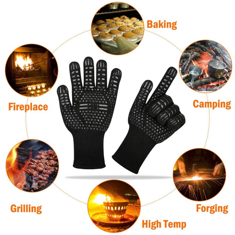 BBQ Gloves Manufacturer - Wholesale 932F Heat Resistance Extreme Protection Aramid Oven Mitts