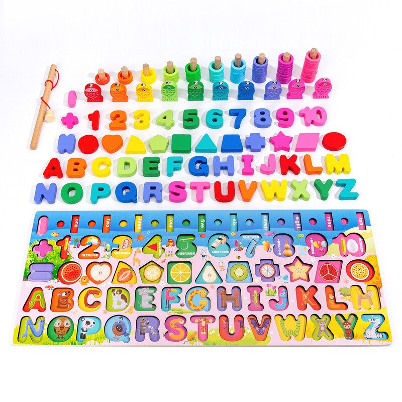 Wooden Toy Manufacturer - Multifunction Counting Board Colorful Geometric Shape Math Early Educational