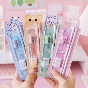 Stationery Set Manufacturer - Hot Sale School 8Pcs All-In-One Kawaii Cartoon