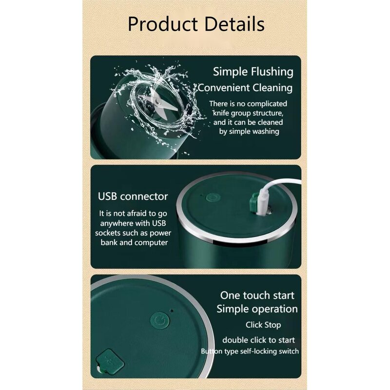 Juicer Cup Manufacturer - 350ML Portable USB Rechargeable Handheld Mini Blender