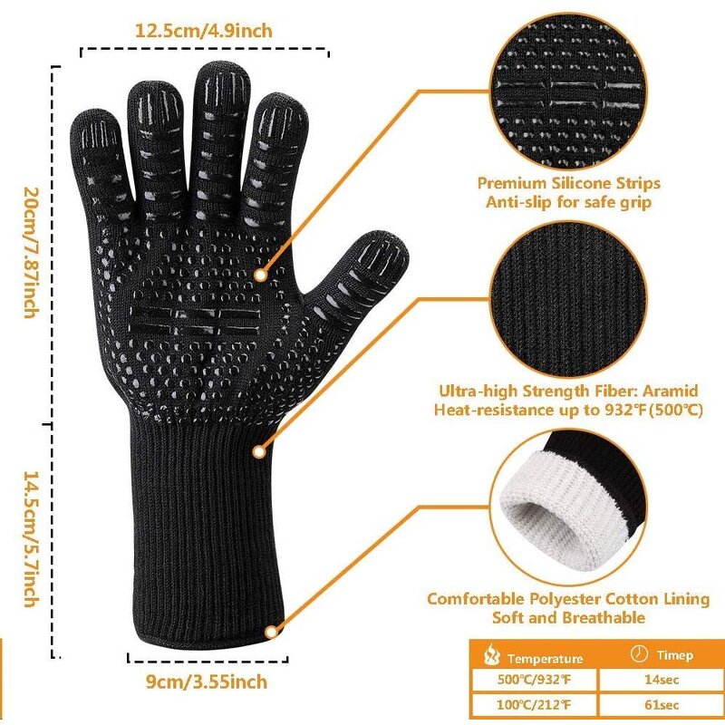 BBQ Gloves Manufacturer - Suppliers Kitchen Oven Extreme Heat Resistant Grill Cooking Gloves