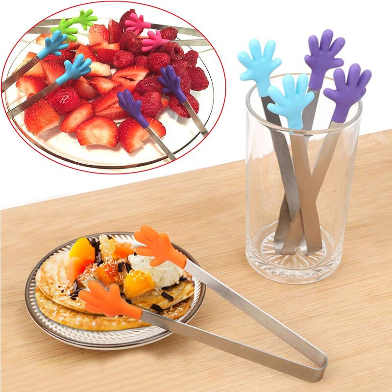 Kitchen Tongs Manufacturer - Mini Creative Hand-Shaped Silicone Stainless Steel Food Clip