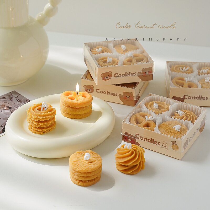 Candle Set Manufacturer - 4pcs Set Cookies Biscuit Shaped Scented Aromatherapy Home Decoration