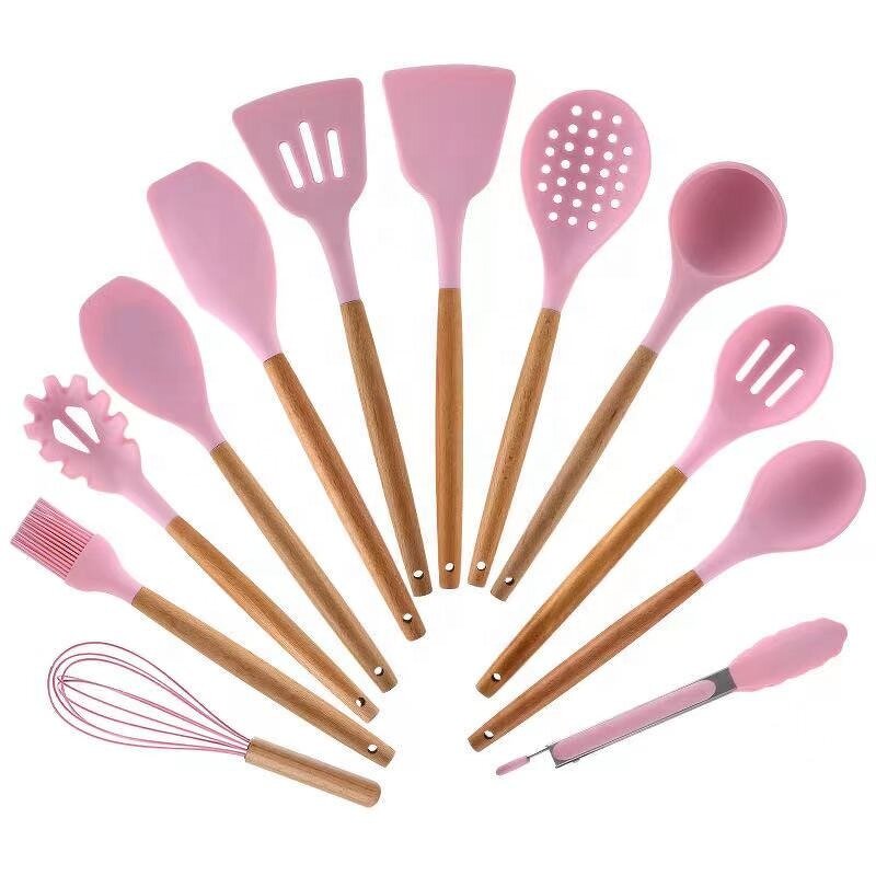 Kitchen Utensils Set Manufacturer - Hot Sale Food Grade Silicone Spatula Brush Spoon 12pcs