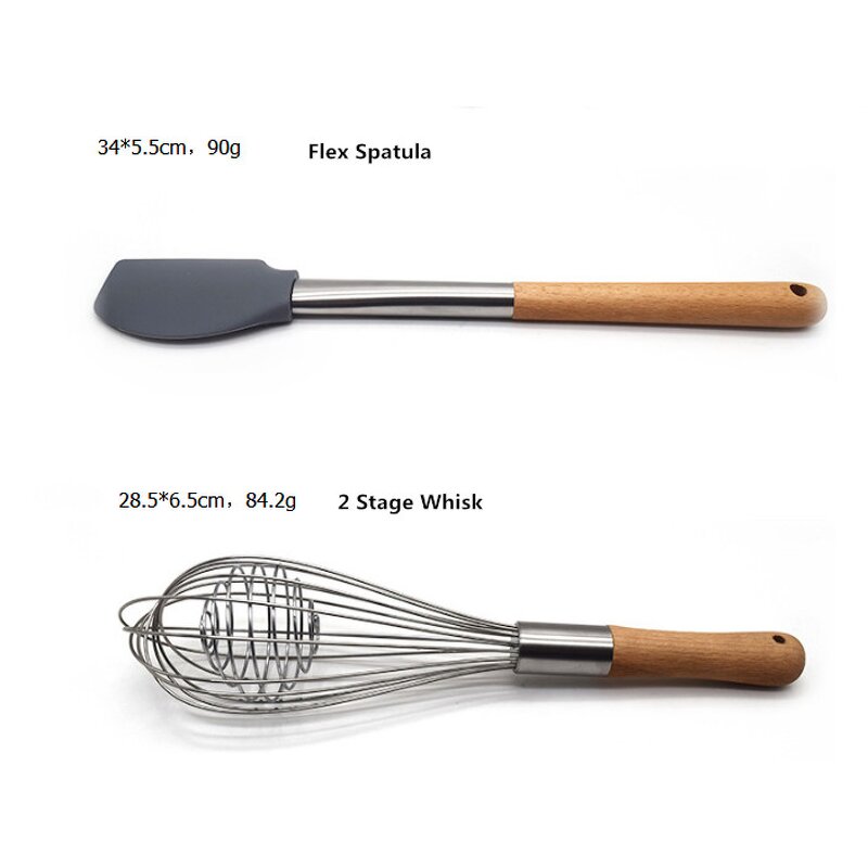 Kitchen Utensils Set Manufacturer - Non-stick 9pcs Wooden Silicone with Wooden Handle