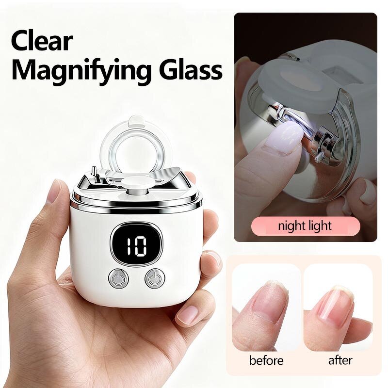 2 in 1 Electric Nail Clipper - Fully Automatic with Magnifier Adults Baby Tool