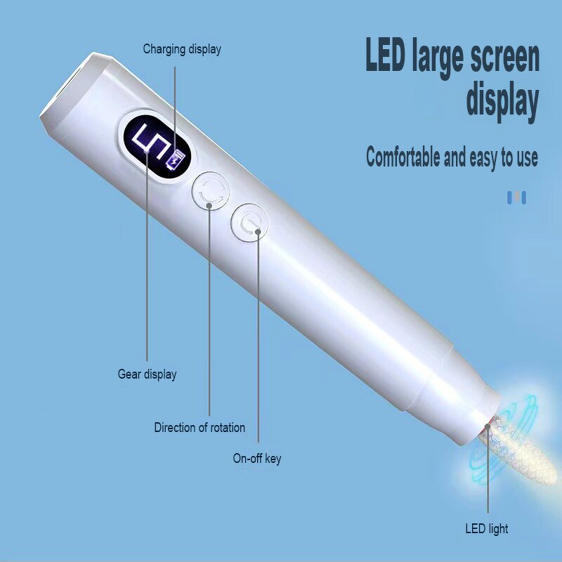 5 Speed Nail Grinder - Portable Rechargeable Cordless LED Display Manicure Tool