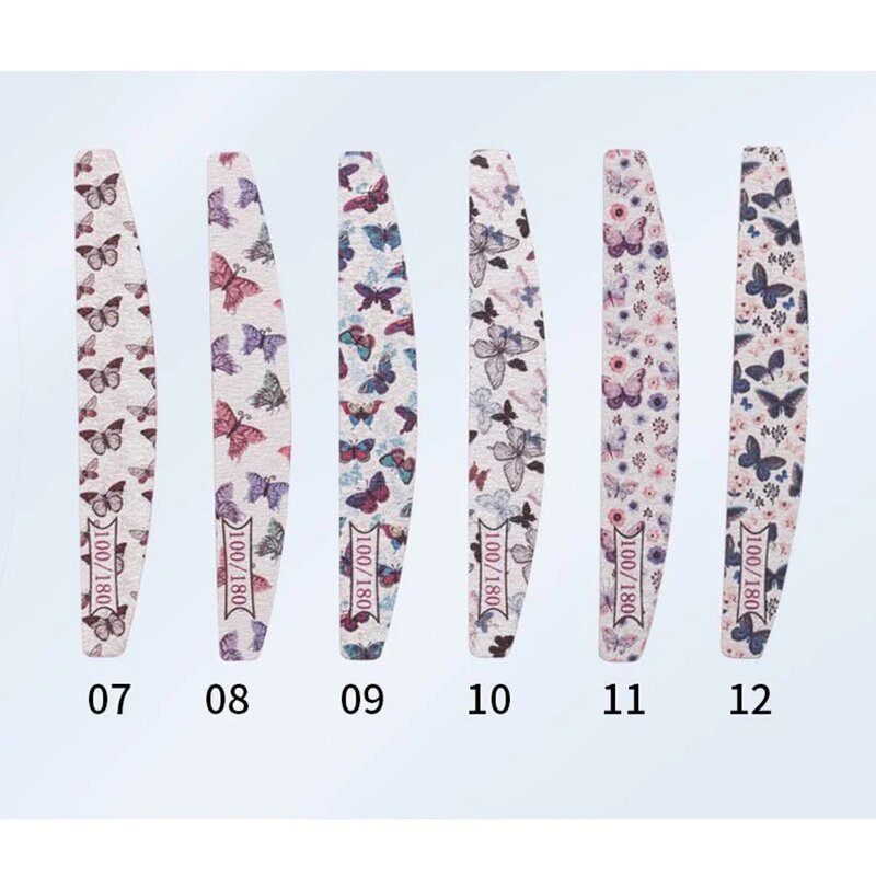 Half Moon Nail File - Wholesale Logo Printed Butterfly Flower 100/180 Grit Tool
