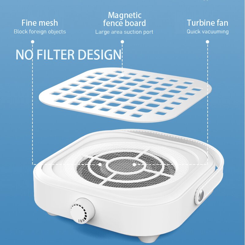 Nail Dust Collector - 6000RPM White Diamond High Suction Rechargeable Cordless