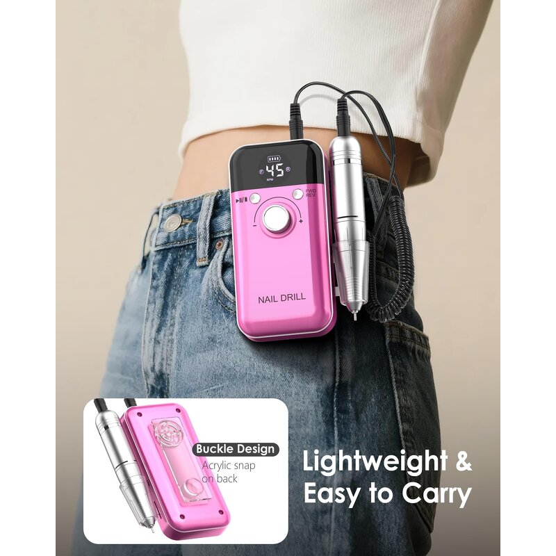45000RPM Nail Drill Machine - USB Rechargeable Portable Professional Manicure Tool