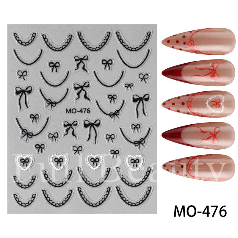 Semi Cured Gel Stickers - 5D Luxury Floral Butterfly Cherry UV Art Nail Tool