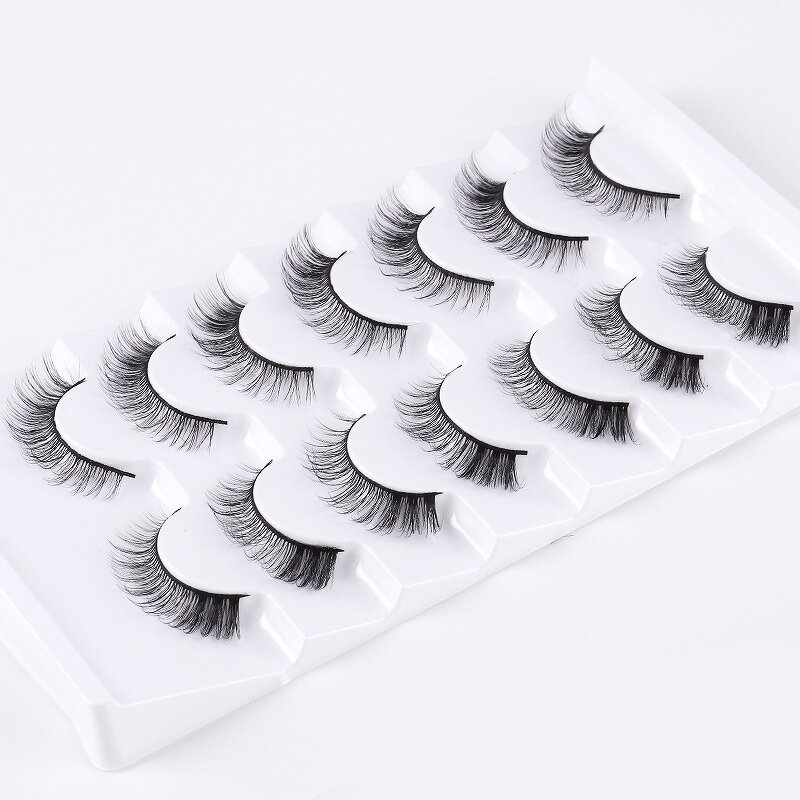 Cat Eye Lashes - 5 Pairs Fluffy Winged 6D Strip Faux Mink Mixed Length Tool